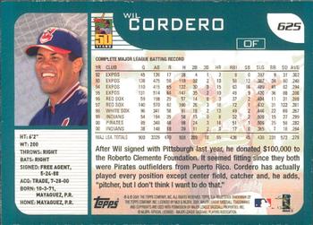 2001 Topps - Limited #625 Wil Cordero  Back