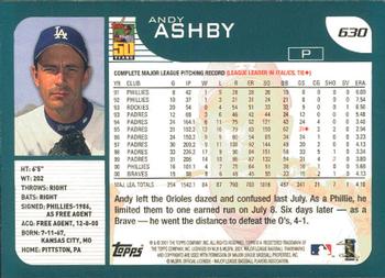 2001 Topps - Limited #630 Andy Ashby  Back