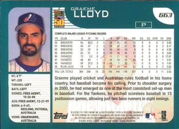 2001 Topps - Limited #663 Graeme Lloyd  Back