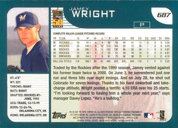 2001 Topps - Limited #687 Jamey Wright  Back