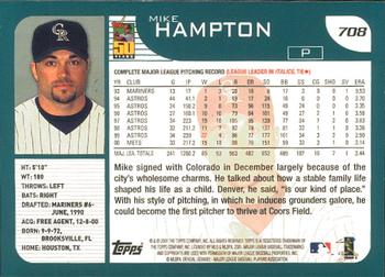 2001 Topps - Limited #708 Mike Hampton  Back