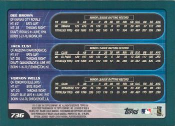 2001 Topps - Limited #736 Dee Brown / Jack Cust / Vernon Wells  Back