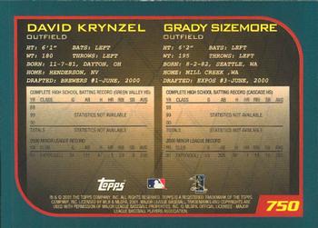 2001 Topps - Limited #750 Dave Krynzel / Grady Sizemore  Back