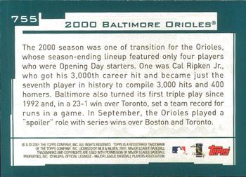 2001 Topps - Limited #755 Baltimore Orioles Back