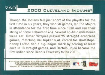 2001 Topps - Limited #760 Cleveland Indians Back