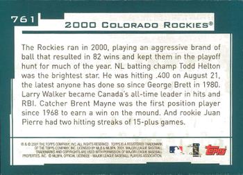2001 Topps - Limited #761 Colorado Rockies Back