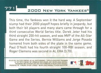 2001 Topps - Limited #771 New York Yankees Back