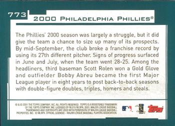 2001 Topps - Limited #773 Philadelphia Phillies Back