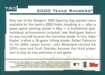 2001 Topps - Limited #780 Texas Rangers Back