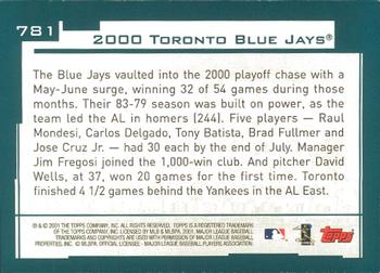 2001 Topps - Limited #781 Toronto Blue Jays Back