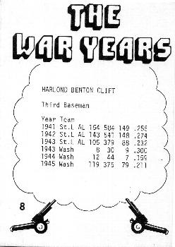 1977 TCMA The War Years #8 Harlond Clift Back