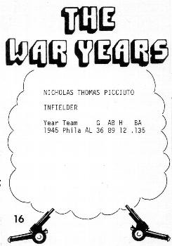 1977 TCMA The War Years #16 Nicholas Picciuto Back