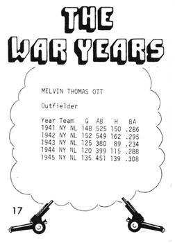 1977 TCMA The War Years #17 Mel Ott Back