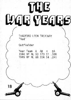 1977 TCMA The War Years #18 Red Treadway Back