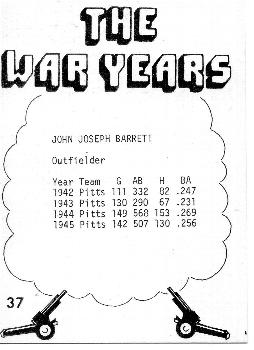1977 TCMA The War Years #37 John Barrett Back
