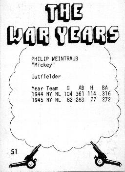 1977 TCMA The War Years #51 Philip Weintraub Back
