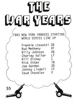 1977 TCMA The War Years #55 1943 New York Yankees (Starting World Series Lineup) Back
