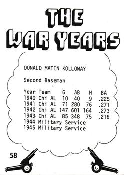 1977 TCMA The War Years #58 Don Kolloway Back