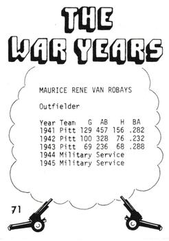 1977 TCMA The War Years #71 Maurice Van Robays Back