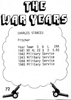1977 TCMA The War Years #72 Charles Stanceu Back