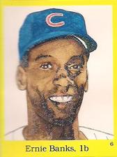 1989 The Official Hall of Fame Fun & Fact Book Stickers #6 Ernie Banks Front