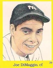 1989 The Official Hall of Fame Fun & Fact Book Stickers #39 Joe DiMaggio Front