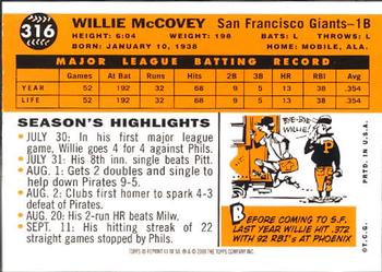 2001 Topps - Through the Years Reprints #11 Willie McCovey Back