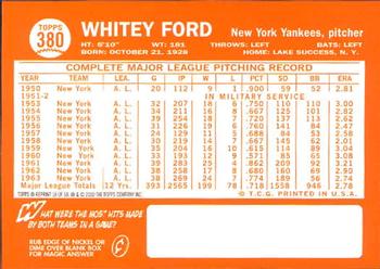 2001 Topps - Through the Years Reprints #18 Whitey Ford Back