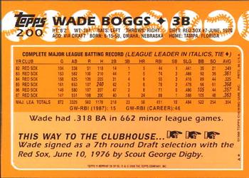 2001 Topps - Through the Years Reprints #38 Wade Boggs Back