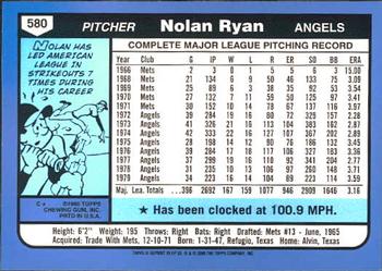 2001 Topps - Through the Years Reprints #39 Nolan Ryan Back