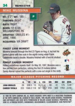 1999 Finest - Refractors #34 Mike Mussina Back