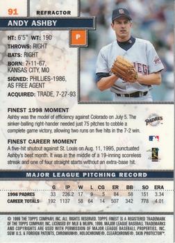 1999 Finest - Refractors #91 Andy Ashby Back
