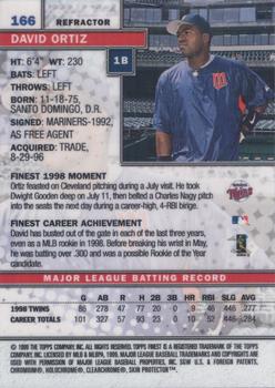 1999 Finest - Refractors #166 David Ortiz Back