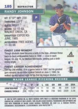 1999 Finest - Refractors #185 Randy Johnson Back