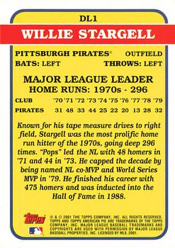 2001 Topps American Pie - Decade Leaders #DL1 Willie Stargell Back