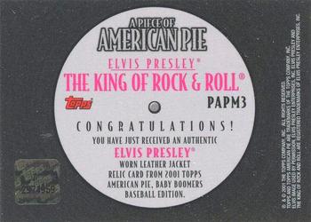 2001 Topps American Pie - Relics #PAPM3 Elvis Presley Back