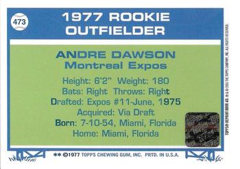 2001 Topps American Pie - Rookie Reprint Relics #BBRR-AD Andre Dawson Back