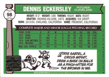2001 Topps American Pie - Rookie Reprint Relics #BBRR-DE Dennis Eckersley Back