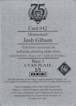 2014 Panini Hall of Fame 75th Year Anniversary - Red Frame (Base 3) Printing Plates Cyan #42 Josh Gibson Back