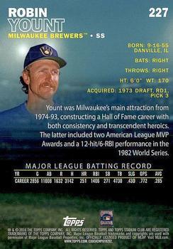 2016 Stadium Club - Black and White Foil #227 Robin Yount Back