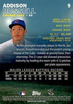 2016 Stadium Club - First Day Issue #9 Addison Russell Back
