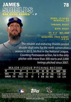 2016 Stadium Club - First Day Issue #78 James Shields Back