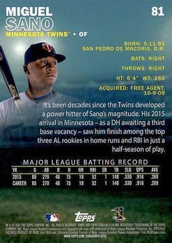 2016 Stadium Club - First Day Issue #81 Miguel Sano Back