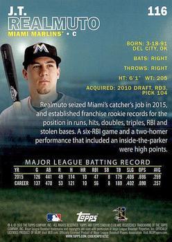 2016 Stadium Club - First Day Issue #116 J.T. Realmuto Back