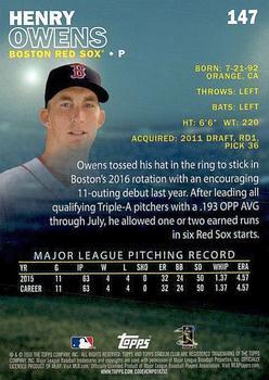 2016 Stadium Club - First Day Issue #147 Henry Owens Back