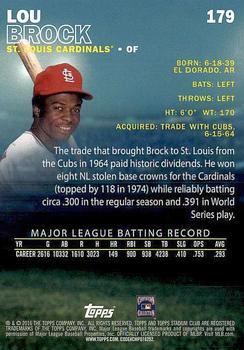 2016 Stadium Club - First Day Issue #179 Lou Brock Back