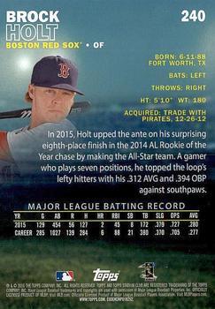 2016 Stadium Club - First Day Issue #240 Brock Holt Back