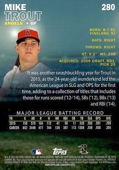 2016 Stadium Club - First Day Issue #280 Mike Trout Back