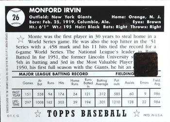 2001 Topps Archives - Autographs #TAA11 Monte Irvin Back