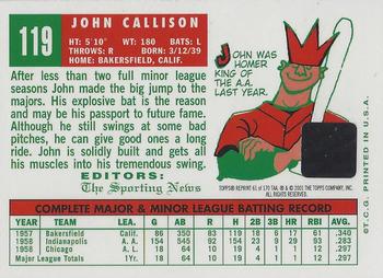 2001 Topps Archives - Autographs #TAA61 John Callison Back